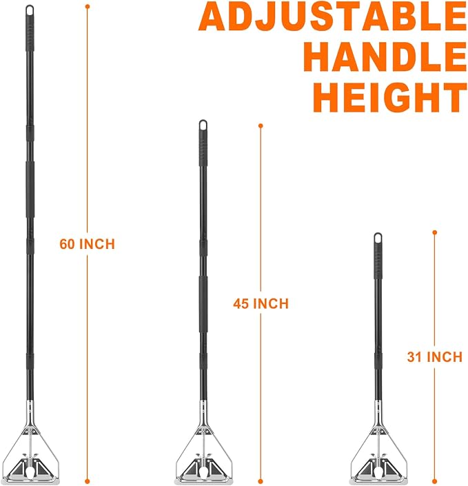 KeFanta 60" Metal Mop Handle Commercial Heavy Duty, Quick Change Industrial Mop Stick Replacemet,Side Gate Mops Head Replacement Holder for Floor Cleaning(2 Pack)