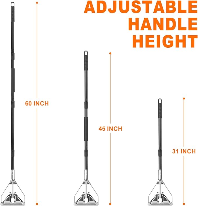 KeFanta 60" Metal Mop Handle Commercial Heavy Duty, Quick Change Industrial Mop Stick Replacemet,Side Gate Mops Head Replacement Holder for Floor Cleaning