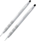 Cross Classic Century Refillable Pen & Pencil Gift Set Presented in a Luxury Gift Box - Medium Point, Black Ink, Satin Chrome