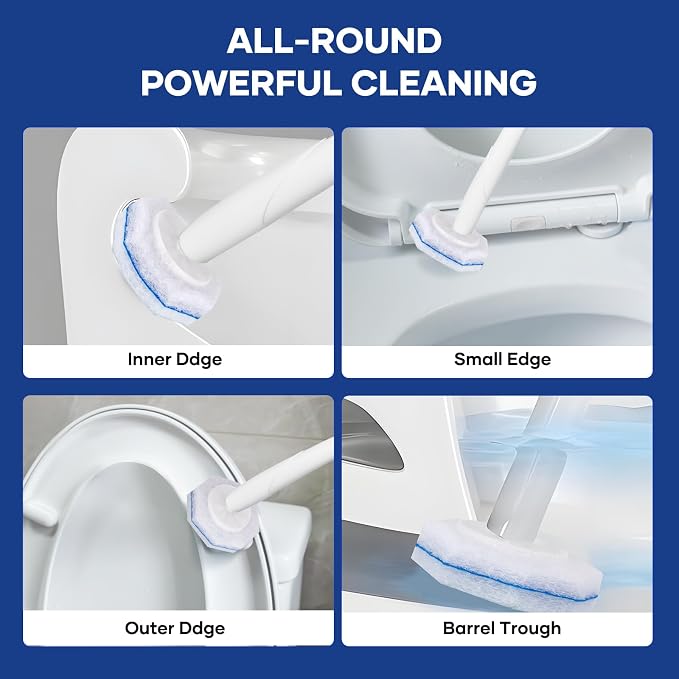 30 Toilet Bowal Wand Refills Fits for Clorox Toilet Brush Wand, Upgrade 3-Layer Disposable Bowl Cleaner Refills for Bathroom Cleaning, 3X Cleaning Power, No Falling Apart