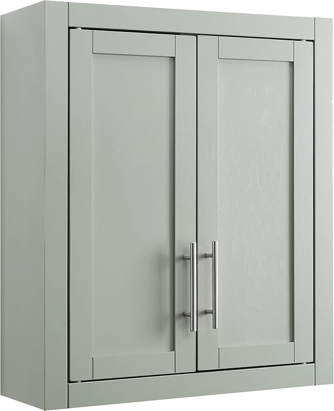 Crosley Furniture Savannah Wall Mounted Bathroom Storage Medicine Cabinet with Shelves, Gray