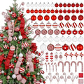 88 Pcs Candy Cane Red and White Christmas Tree Ornaments Set