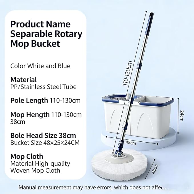 Spin Mop and Bucket Set with 3 Washable Pads | 3 Pack Microfiber Spin Mop Refills, Spin Mop Bucket System for All Floor Types Cleaning