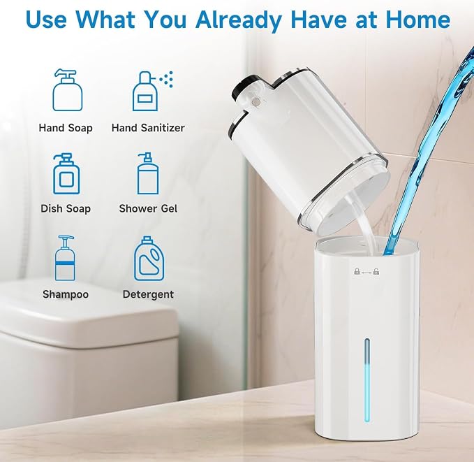 Automatic Liquid Soap Dispenser Touchless, Hands Free for Bathroom Kitchen | 90 Days Standby,520ml Large Capacity,8 Adjustable Levels,Type-C Supports Fast Charging,Hang On The Wall With A Bracket