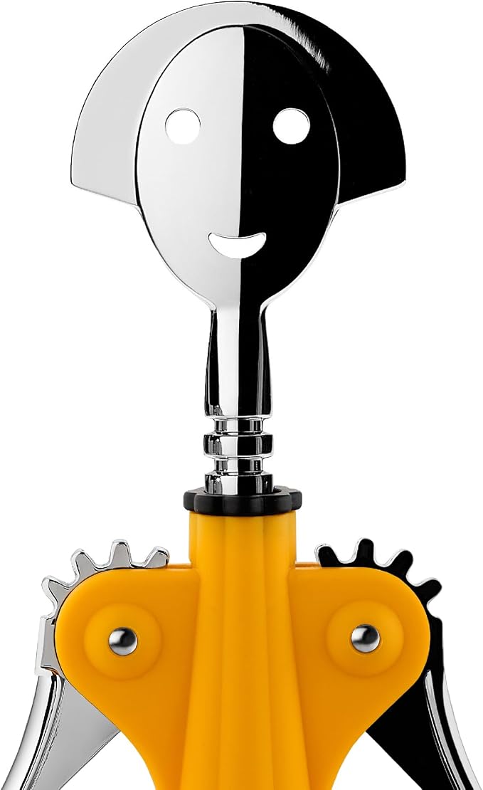 Alessi Anna G. AM01 DY - Design Corkscrew, in Thermoplastic Resin and Chrome-Plated Zamak, Yellow