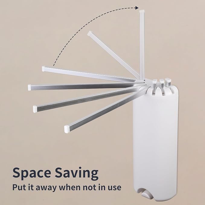 RFOUO Wall Mounted Clothes Drying Rack Tripod,Foldable Drying Rack,Wall Mounted Dryer Rack Clothing,Over The Door Drying Rack for Laundry Bedroom Household Aluminium