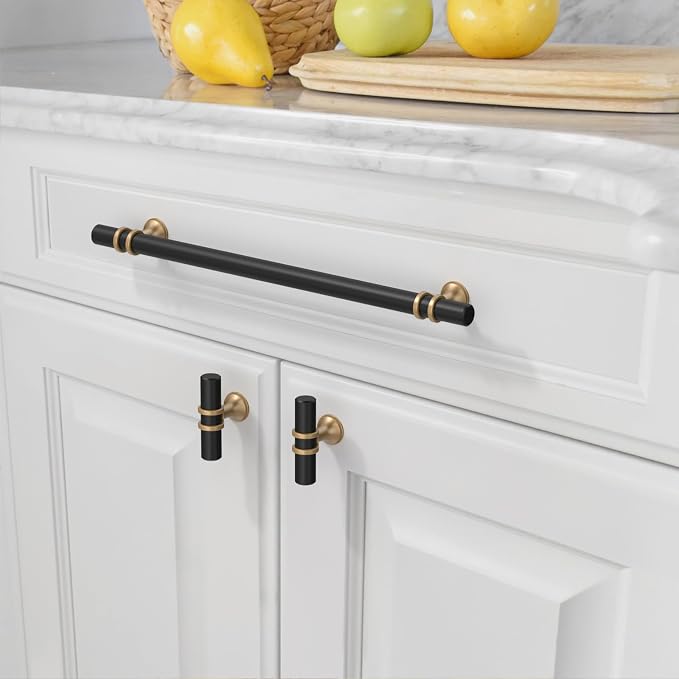 Asidrama 10 Pack 11.3 Inch(288mm) Champagne Bronze and Matte Black Kitchen Cabinet Handles, Cabinet Pulls Kitchen Cabinet Hardware Cupboard Handles Drawer Pulls