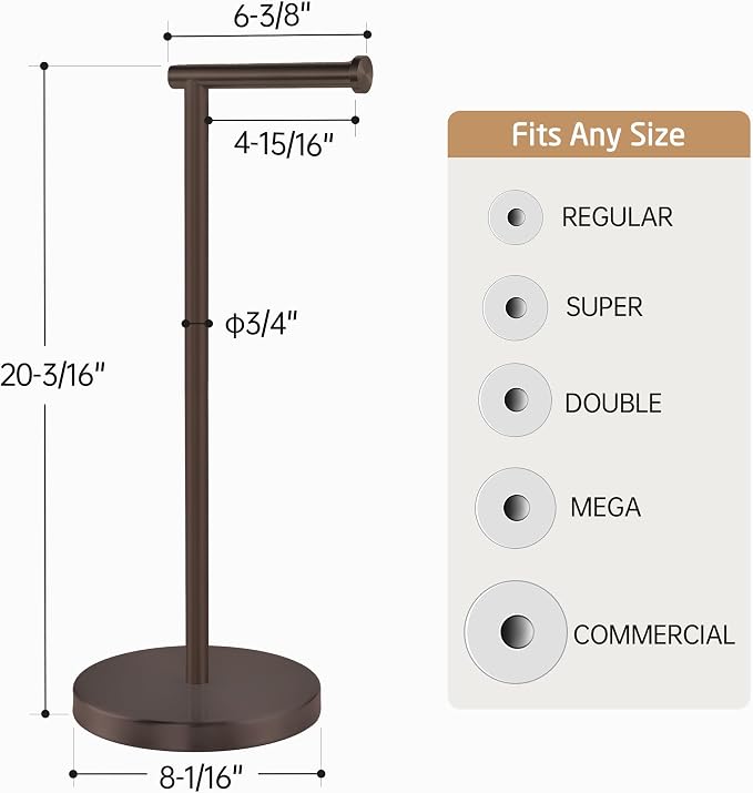 KES Bronze Toilet Paper Holder Stand, Toilet Roll Holder Free Standing with Heavy Base, 18/8 Stainless Steel, BPH283S1-BB