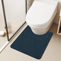 TYUU Toilet Rug, Thin Toilet Rugs U Shaped Washable Non Slip Absorbent Quick Dry Low Pile Toilet Mat, 20"x24" U Shape Navy Blue