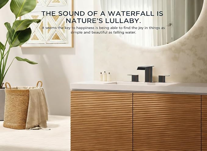FORIOUS Bathroom Faucets 3 Hole Oil Rubbed Bronze, 8 Inch Widespread Bathroom Sink Faucet Waterfall Spout, with Pop Up Drain and Water Supply, Suitable for Vanity Rv Commercial Lavatory Restroom