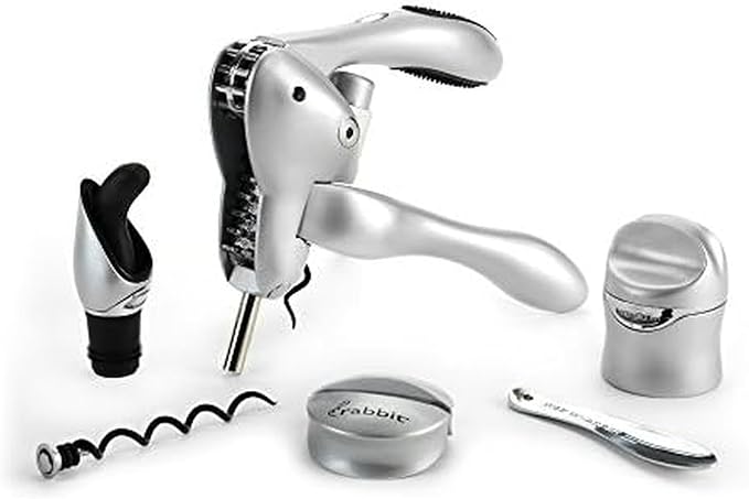 Rabbit Wine Tool Kit (Silver), 6 Piece Set