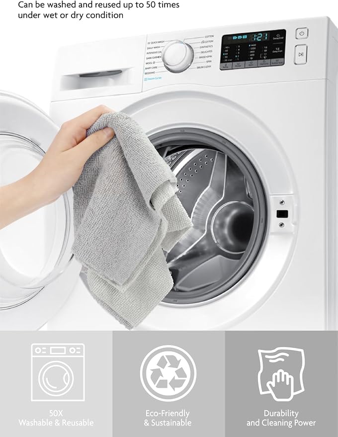 Fantasticlean Microfiber Cleaning Cloth Roll -75 Pack, Tear Away Microfiber Towels, 12" x 12", Reusable, Washable, Scratch Free, Ultra Absorbent Dishcloth for All-Around Cleaning Supplies (Cool Grey)