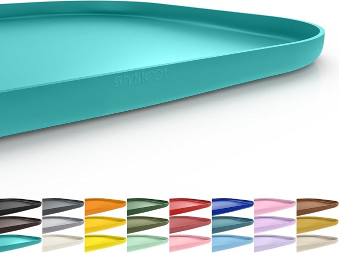 SMILOOL Waterproof Silicone Pet Food Mat with Raised Edge for Dog & Cat | 24" x 16" Non-Slip Pet Feeding Mats with Lip for Food & Water Bowl, Food Grade, Easy Cleaning, Dark Turquoise