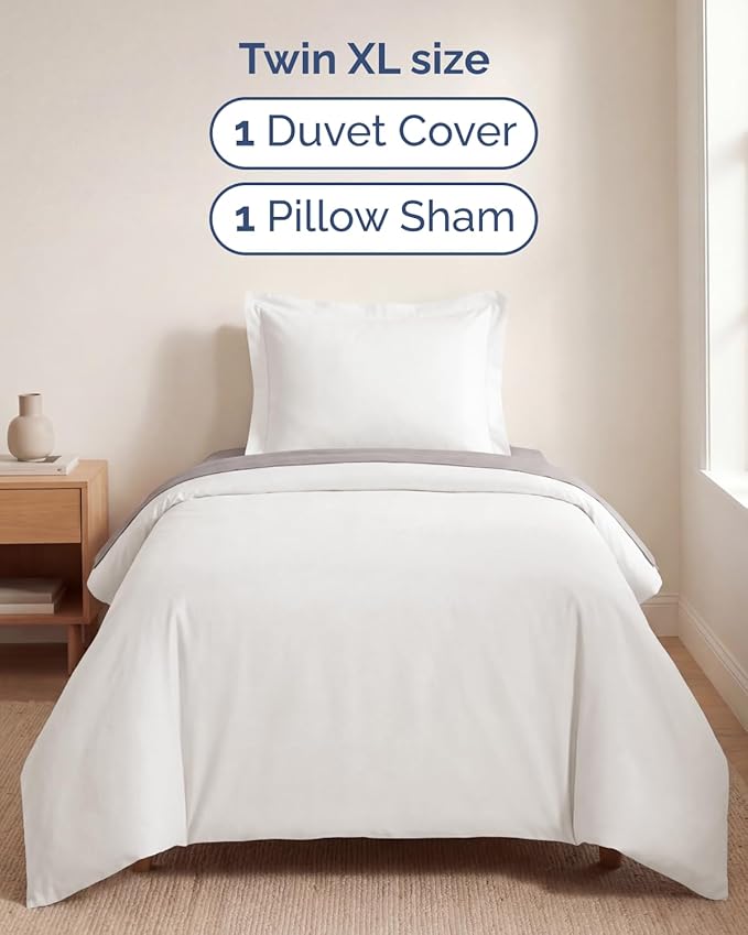 Duvet Cover Twin/Twin XL Size Set - Extra Soft Twin/Twin XL Duvet Cover 68" x 90" with 1 Pillow Sham for Women, Men, Kids & Teens - Easy-Care & Fade Free with Zipper Closures & Ties (Antique White)