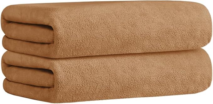 JML Microfiber Bath Towels, 30" x 60", 4 Pack, Beige | Oversized, Soft, Super Absorbent, Fast Drying for Shower, Swimming, Sauna, Pool, Beach, Sport, Fitness, Yoga