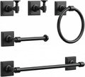 VEHCIL Matte Black Bathroom Towel Bar Set, 5 Piece Bathroom Hardware Accessory Set, SUS304 Stainless Steel 24" Towel Rack Holder Set for Bathroom, Wall Mounted