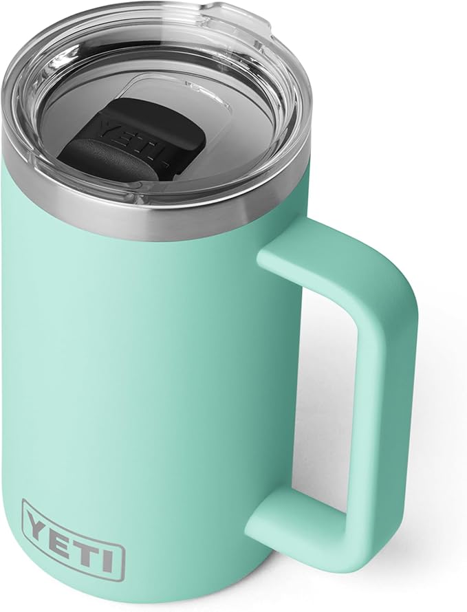 YETI Rambler 24 oz Ceramic Lined Stackable Mug 2.0, Vacuum Insulated, Stainless Steel with MagSlider Lid, Seafoam