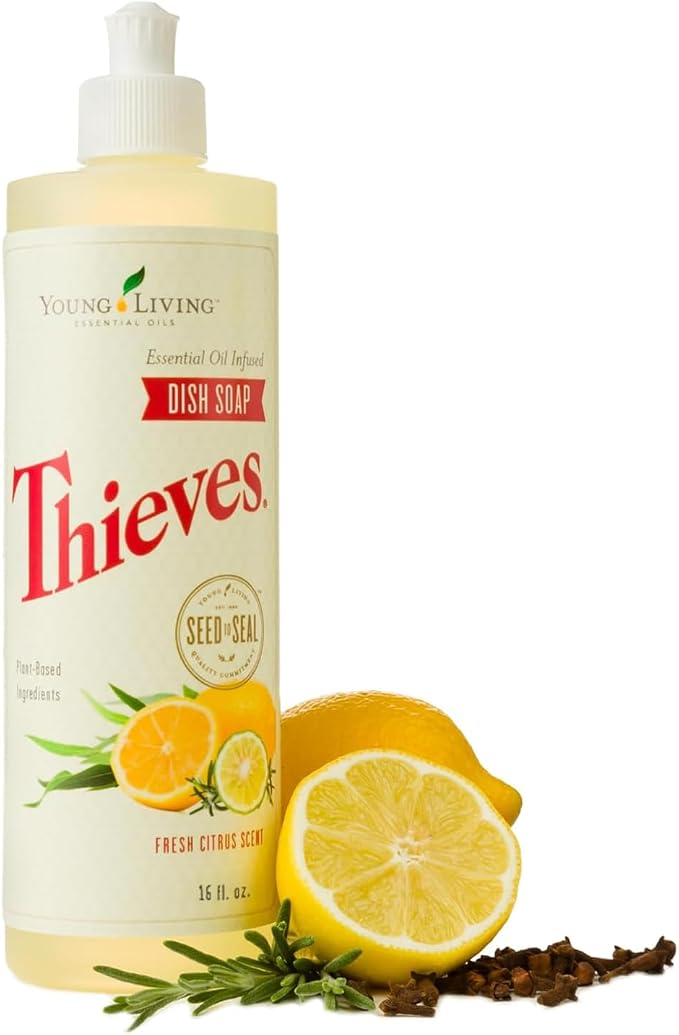 Young Living Thieves Dish Soap | 16 oz | Plant Based Dishwashing Liquid | Formulated with Lemon, Premium Essential Oils, and Water | Gentle on Hands | Ideal for Cleaning Dishes | 1 Pack