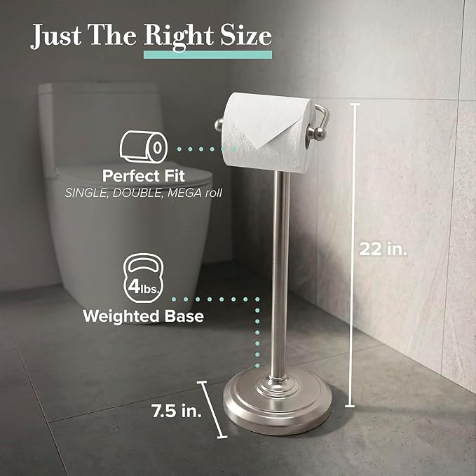 Gatco 1436SN Pedestal Toilet Paper Holder, Satin Nickel