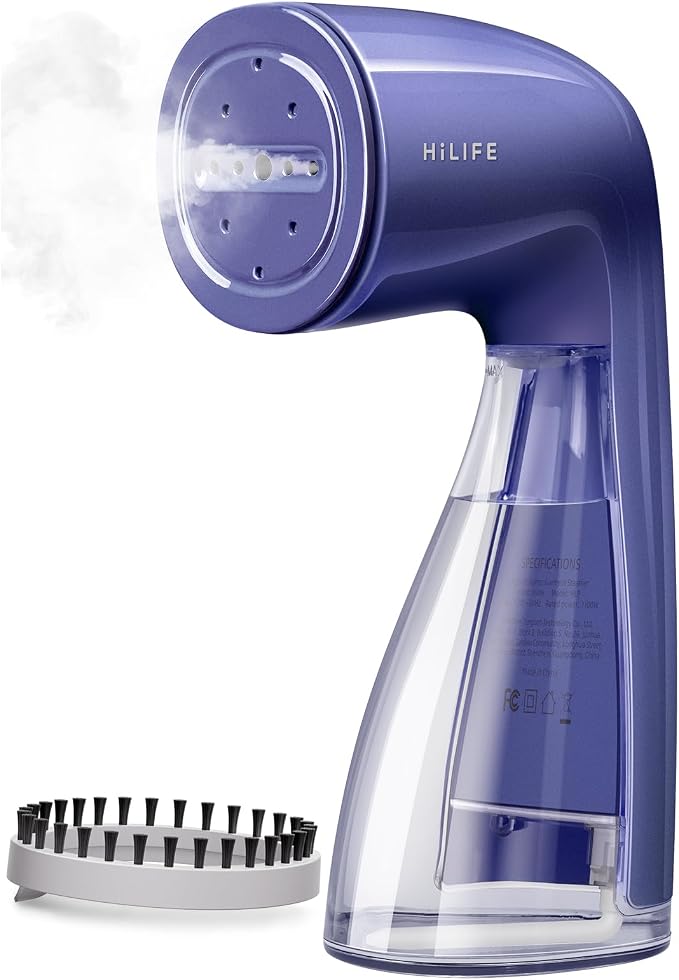 HiLIFE Steamer for Clothes, Portable Handheld Design, 240ml Big Capacity, 700W, Strong Penetrating Steam, Removes Wrinkle, for Home, Office and Travel(ONLY FOR 120V) (Navy blue)