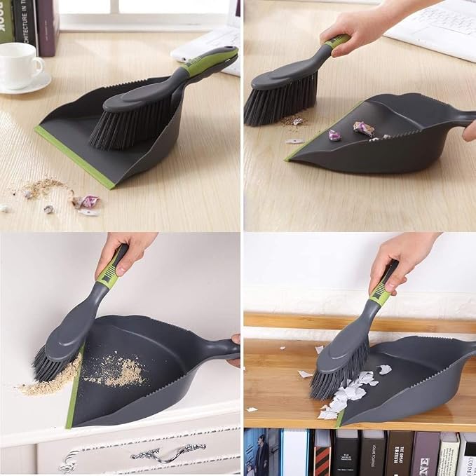 Dust Pan Broom Dustpan Brush - Dust Pans with Brush, Hand Broom and Dustpan Set, Handheld Broom and Dustpan Set, Used to Clean Floors, Tables, Animal Cages, PET Fiber Bristles (3pcs)