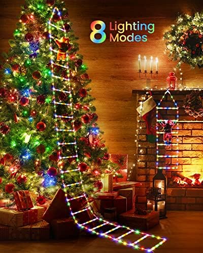 Toodour LED Christmas Lights - 10ft Christmas Decorative Ladder Lights with Santa Claus, Xmas Decorations Light for Indoor Outdoor, Window, Garden, Home, Wall, Xmas Tree Decor - Multicolor