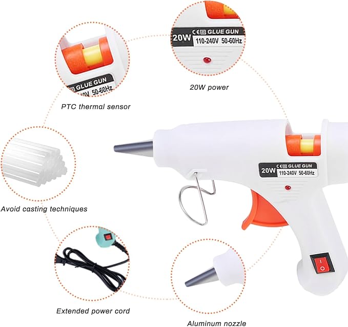 Hot Glue Pot for Crafts with 20W Mini Glue Gun & 40 Sticks, Glue Pots for Crafting Featuring Dip & Coat Design Eliminates Trigger Fatigue, 2-in-1 System for Bulk DIY & Precision Floral Art