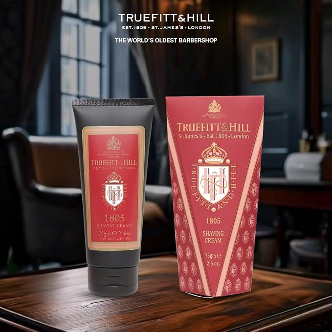 Truefitt & Hill 1805 Shaving Cream Tube for Men, Fresh Oceanic scent, 2.6 oz.