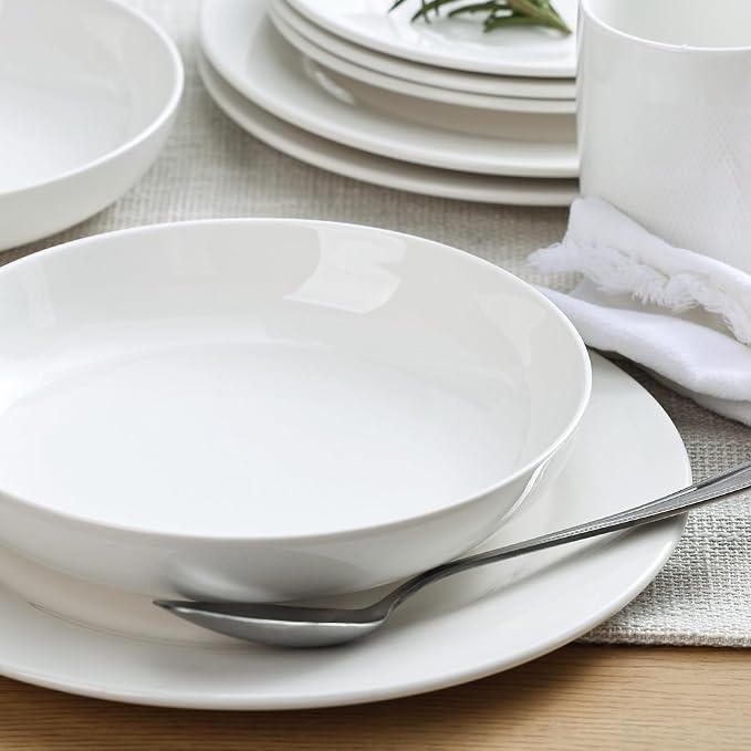 Y YHY 7.8'' Pasta Bowls for Small Portions, 22 Ounce Salad White Bowl Plates Set of 6, Porcelain Dishes for Serving Dinner - Dinnerware Sets Microwave Dishwasher Safe Thanksgiving Day Gift