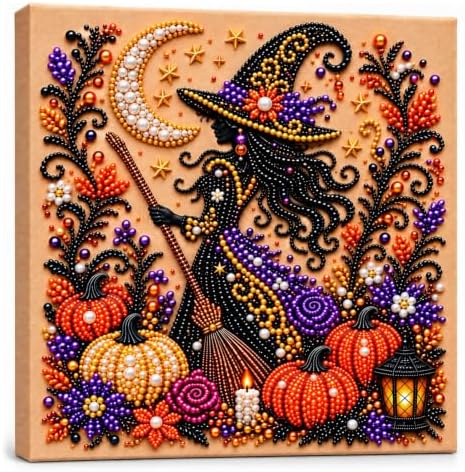 Diamond and Pearl Art Kits for Adults, Halloween Decorations, Framed Decor