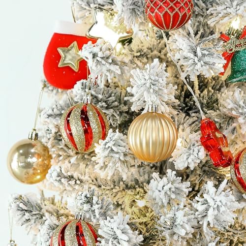 SHareconn 30ct 2.36 Inch Christmas Tree Balls Ornaments, Red & Gold, 60mm