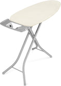 Whitmor Extra-Wide Ironing Board with Iron Rest, 18 x 48.5 in | Metal mesh top, 7mm foam pad, iron rest, 4-level height adjustment, safety lock, natural beige cover