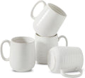 HASENSE Coffee Mugs, 15oz Ceramic Coffee Cups Set of 4, Clay-Infused White | Large Tea Cup with Comfortable Handle for Milk Cocoa Cappuccino, Prefect for Women Men Gift Dishwasher Microwave Safe