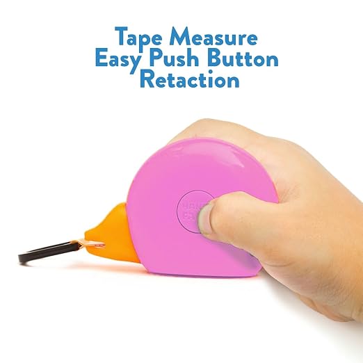 Handy Famm Kids Tape Measure – 8ft Pink Bird Retractable Measuring Tape with Level & Protractor, STEM Montessori Tool, Toddler Safe, Gift for Boys & Girls Ages 3+