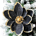 Thiccywoov 8 Pack Large 12'' Christmas Velvet Magnolia Flowers, Black