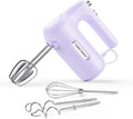 Lord Eagle 5-Speed Hand Mixer Electric, 300W Compact Handheld Mixer, Portable Kitchen Egg Beater with 5 Attachments & Storage Bag, Cake Supplies for Bread Dough Baking, Lightweight, Purple