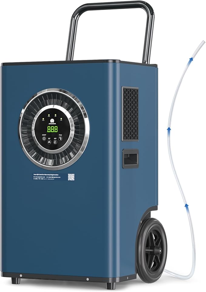 ARGENDON 110 Pints LGR Commercial Dehumidifier with Drain Hose for Basement, Heavy Duty Dehumidifiers with Pump on Wheels for Industrial Uses, Water Damage Restoration, AUTO Defrost, 5-Years Warranty