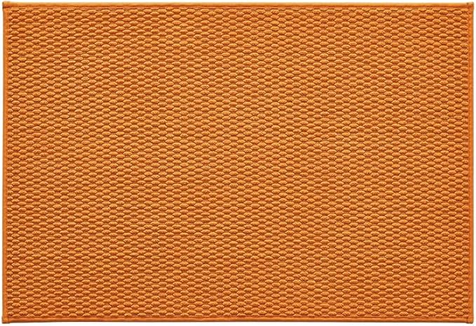 TYUU Bathroom Rugs Non Slip Washable, Super Absorbent Thin Bath Mat Quick Dry Low Pile Bathroom Rug, Orange 24"x36"
