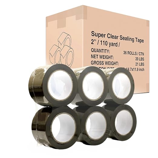 Heavy Duty Brown Packing Tape 36 Rolls 2 Inch x 110 Yards (330 Feet) Per Roll Carton Sealing Tape for Shipping Packaging Moving Office Storage & Tape Gun Refills 2.0 Mil 3960 Total Yards