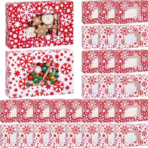Tenceur 60 Pcs Christmas Cookie Box Window,8.7 x 5.8 x 2.8'',Snowy