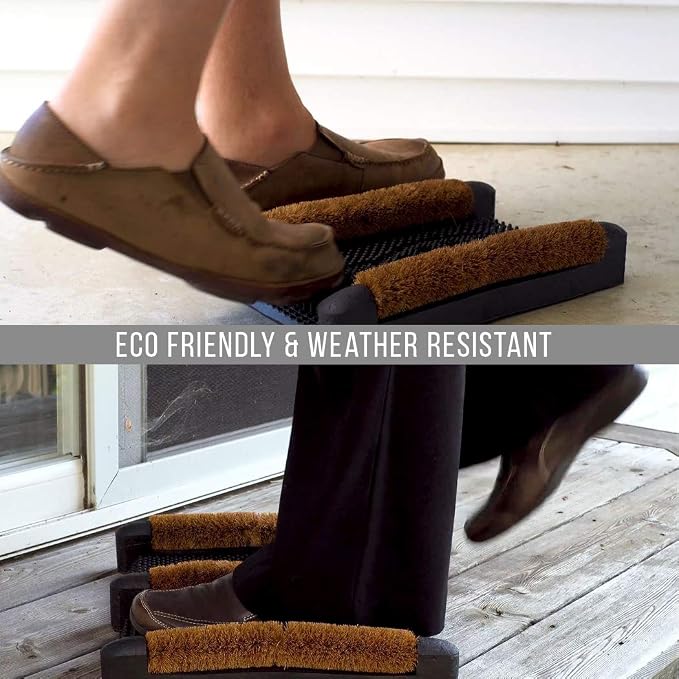 NINAMAR Mud Scrubber Rubber Brush Mat - Scrub & Scrape Muddy Shoes - 2 Pack