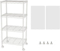 SINGAYE 4 Shelves Storage Shelf Wire Shelving Unit Metal Adjustable Wheels | Small Shelf Storage with Wheels Organizers Closet Unit for Bathroom Laundry Room Kitchen Pantry11.5D x 17.5W x 45H White