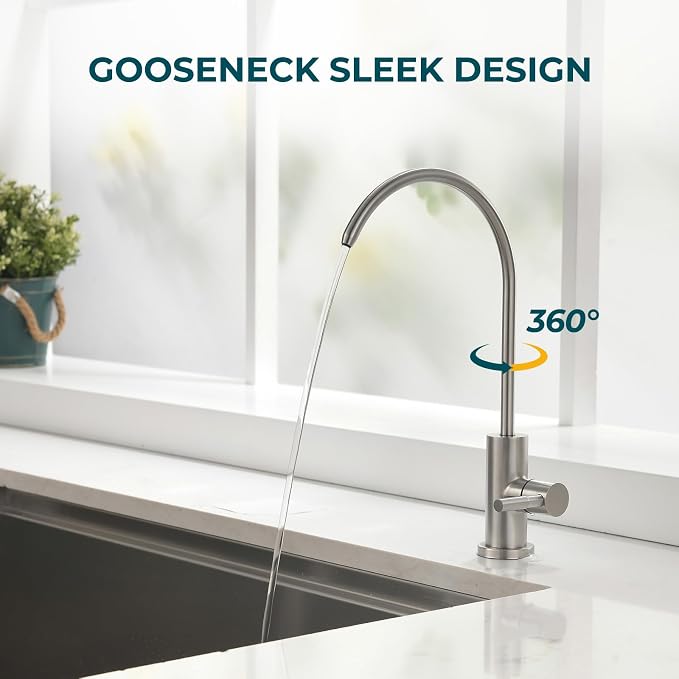 Hiqufet Drinking Water Faucets for Kitchen Sink, Stainless Steel Water Filter Faucet for Reverse Osmosis or Water Filtration System, RO Bar Sink Faucet, Brushed Nickel