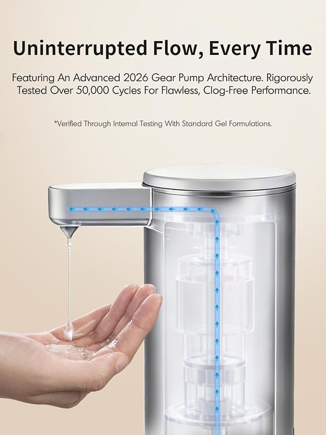 Automatic Liquid Soap Dispenser Touchless: Stainless Steel Hand Soap Dispenser Auto - Free Touch Electric Soap Dispenser Rechargeable with Sensor for Kitchen, Bathroom, Commercial (Silver)
