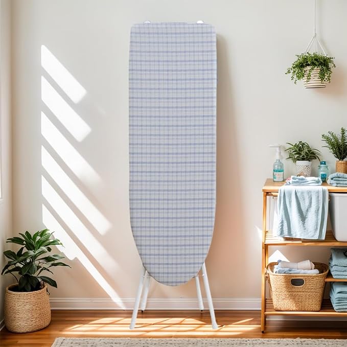 Ironing Board with Iron Rest Iron Board with Heat Cover Adjustable Height | Foldable Ironing Board Sturdy Non Slip Feet Easy to Fold Wide Surface Space Saving Design Adjustable Height