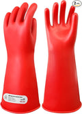 10KV Tested Electrical Insulated Gloves, Max Usage 3000V AC Natural Latex Safety Work Gloves for Electrician, Hybrid EV Car Repair, HVAC & Lineman - Red