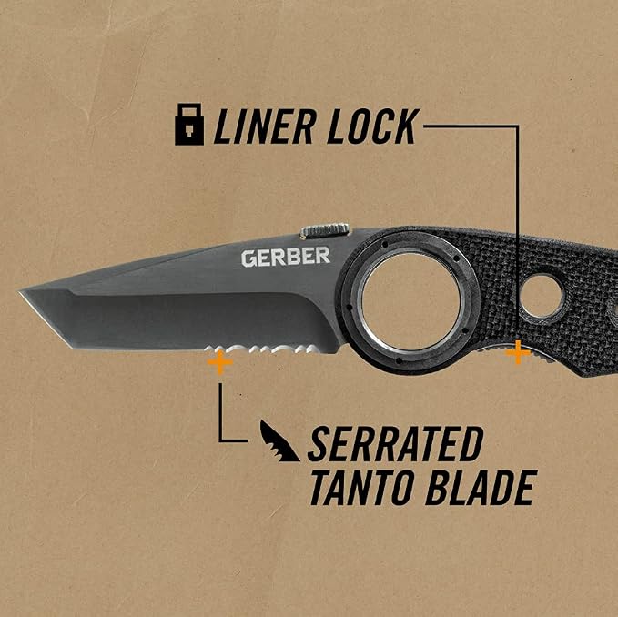 Gerber Remix EDC Folding Pocket Knife, Partially Serrated Tanto Blade,Black