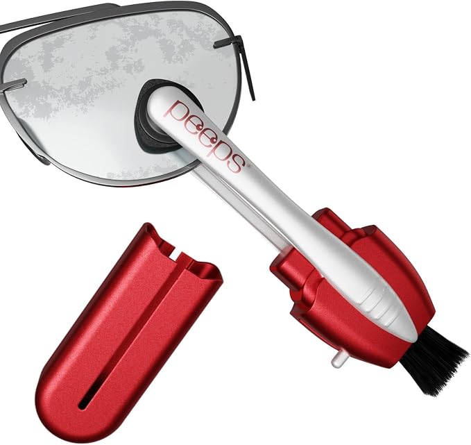 Peeps Glasses Cleaner - for Eyeglasses, Reading Glasses, and More - Lens Cleaner with Carbon Microfiber Tech-Soft Touch Red-1 Count (Pack of 1)