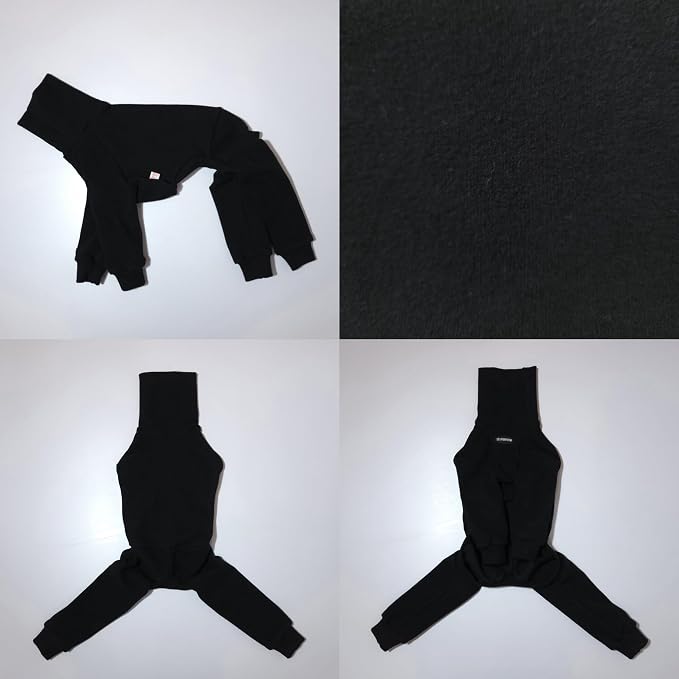 D Doggy Star Italian Greyhound Clothes, Brushed Fleece Turtleneck All in One, Stretchy and Cozy (XL,Brshd FLC Black)