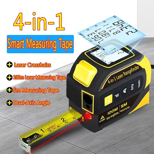 tape measure 4-in-1 laser Digital Measuring Tape & 80m/262ft Laser Distance Meter & with 16ft/5m & Crosshair markings & Dual-axis electronic level,Display On Backlit LCD Screen